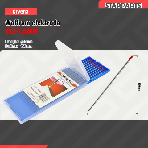 Crvena Wolfram Elektroda 1.0 TE2-1.0mm