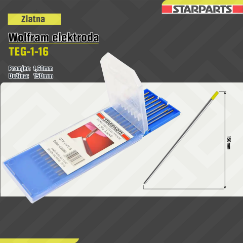 Zlatna Wolfram Elektroda 1.6 TEG-1-16