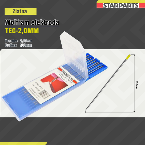 Zlatna Wolfram Elektroda 2.0 TEG-2.0mm