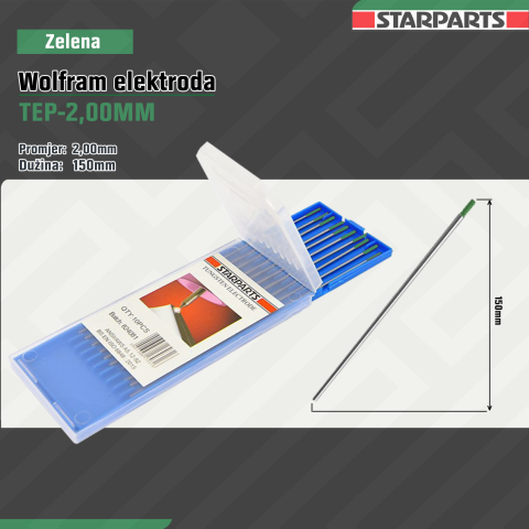 Zelena Wolfram Elektroda 2.0 TEP-2.0mm