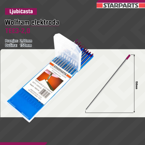 Ljubičasta Wolfram Elektroda 2.0 TEE3-2.0mm