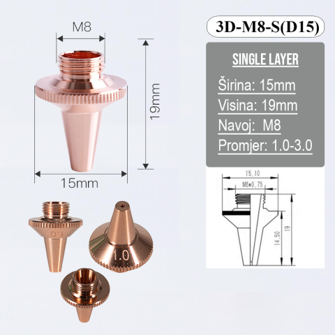 3D Single Dizna M8 D15 1.5mm